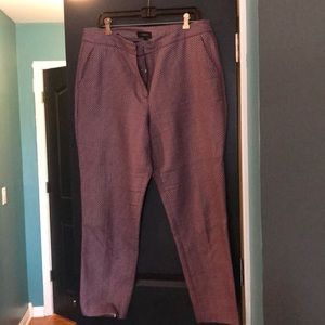 Red white and blue patterned ankle pants